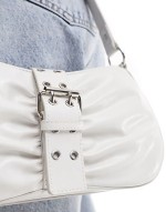 ruched buckle detailing shoulder bag in white