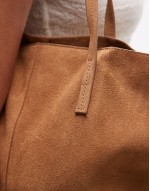 suede shoulder tote bag in brown