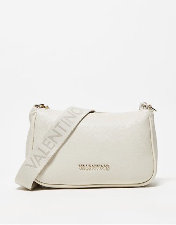 Valentino never shoulder bag with detachable webbing strap in ecru