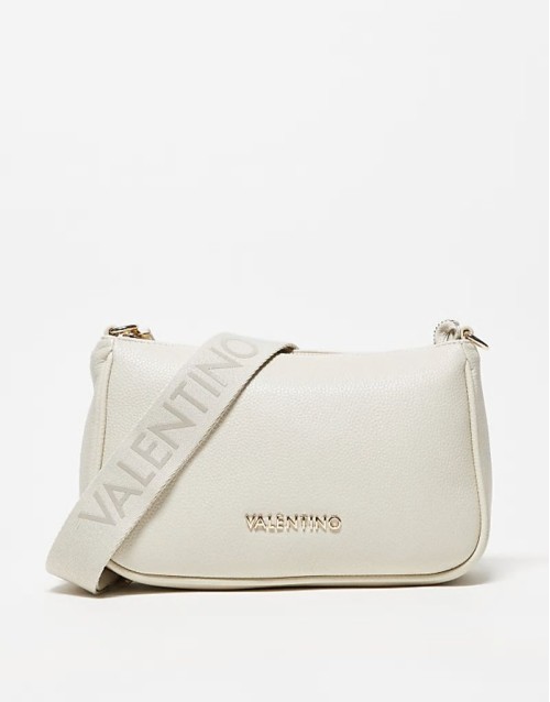 Valentino never shoulder bag with detachable webbing strap in ecru