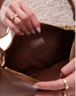curved  shoulder bag in brown