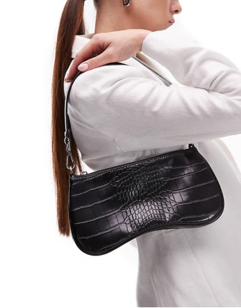 Eva  shoulder bag in black croc