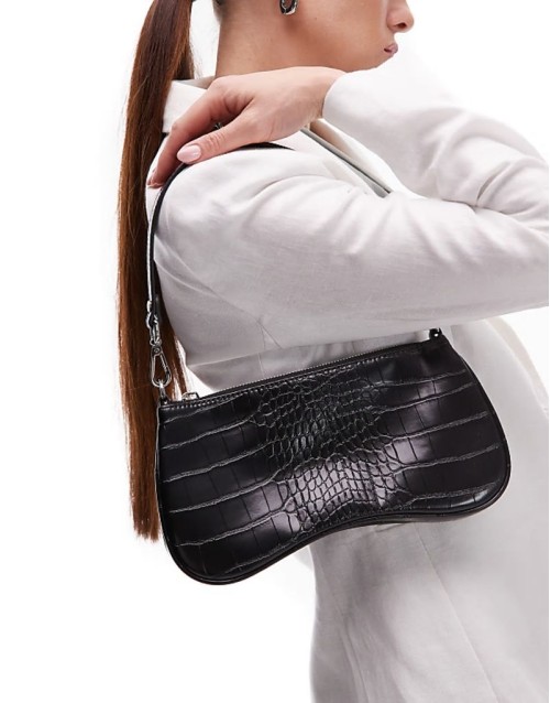 Eva  shoulder bag in black croc