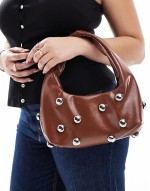 studded mini grab bag in tan