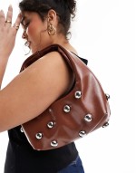 studded mini grab bag in tan