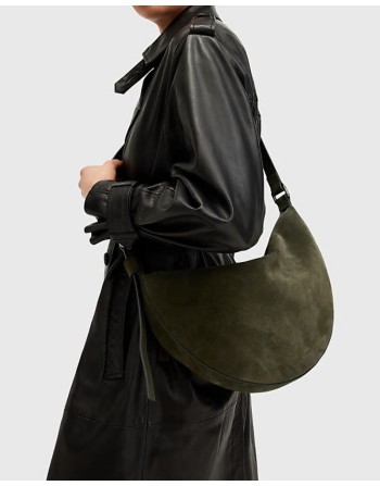 suede half moon shoulder in green