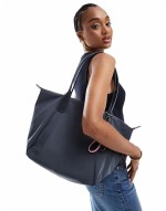 tote bag with removable carabiner in grey