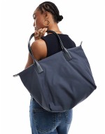 tote bag with removable carabiner in grey