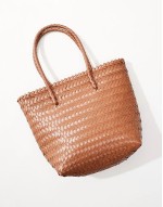 weave top handle shoulder bag in tan