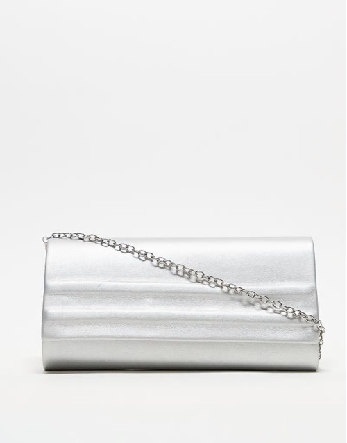 Valentino sofie minimal clutch bag with detachable chain strap in silver