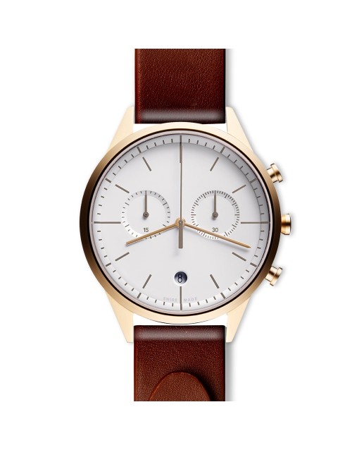 C39 chronograph watch in PVD satin gold